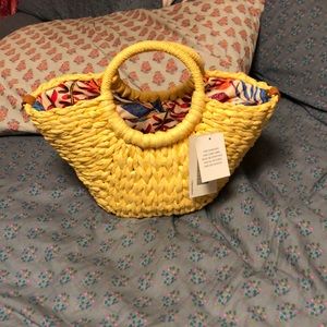 NWT Shoe dazzle, yellow, straw basket, handbag